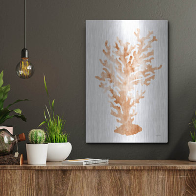 Décoration murale en métal « Shibori Coral 3 Peach » de Mary Urban, Highland Dunes, 40,6 cm x 61 cm