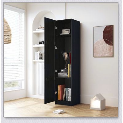 Stackable Wall Mounted Storage Cabinet, 15.75" D x 15.75" W x 70.87" H,black