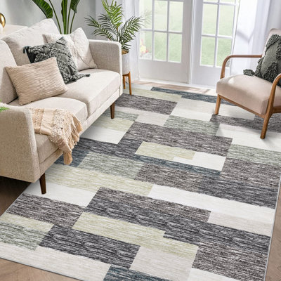 Tapis lavables antidérapants à motif floral moderne pour salon, chambre, salle à manger, bureau