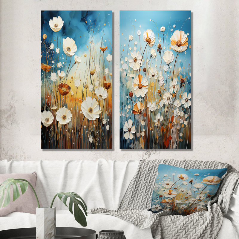 Mill Pointillism "Meadow Pointillism" 2 - Pièces sur, H 40 po x l 40 po, Toile tendue