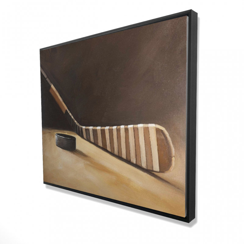 Stick And Hockey Puck Print On Canvas