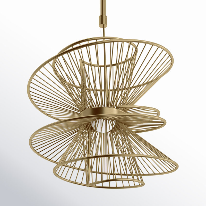 Kemi 2 - Light LED Unique/Statement Pendant, 19.75" H x 20" W x 20" D, Natural Aged Brass