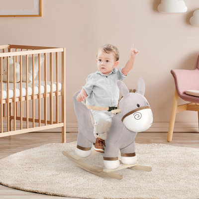 Chaise berçante pour enfants, cheval en peluche avec son cheval à bascule