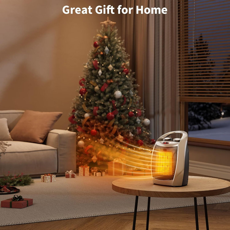 1500W/750W Ceramic Space Heater, Tip-Over Overheat Protection, Silver