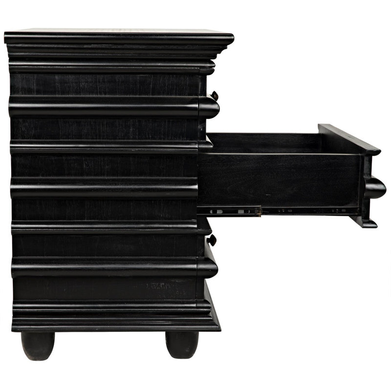 Ascona Solid Wood End Table, Hand Rubbed Black