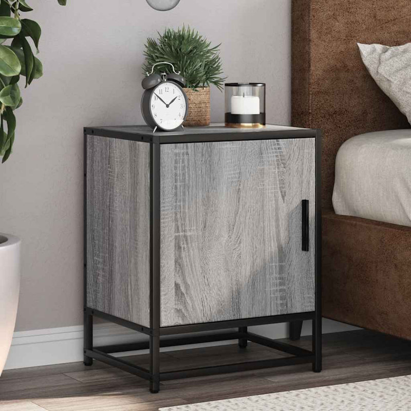 40cm W Metal Bedside Table, Grey Sonoma