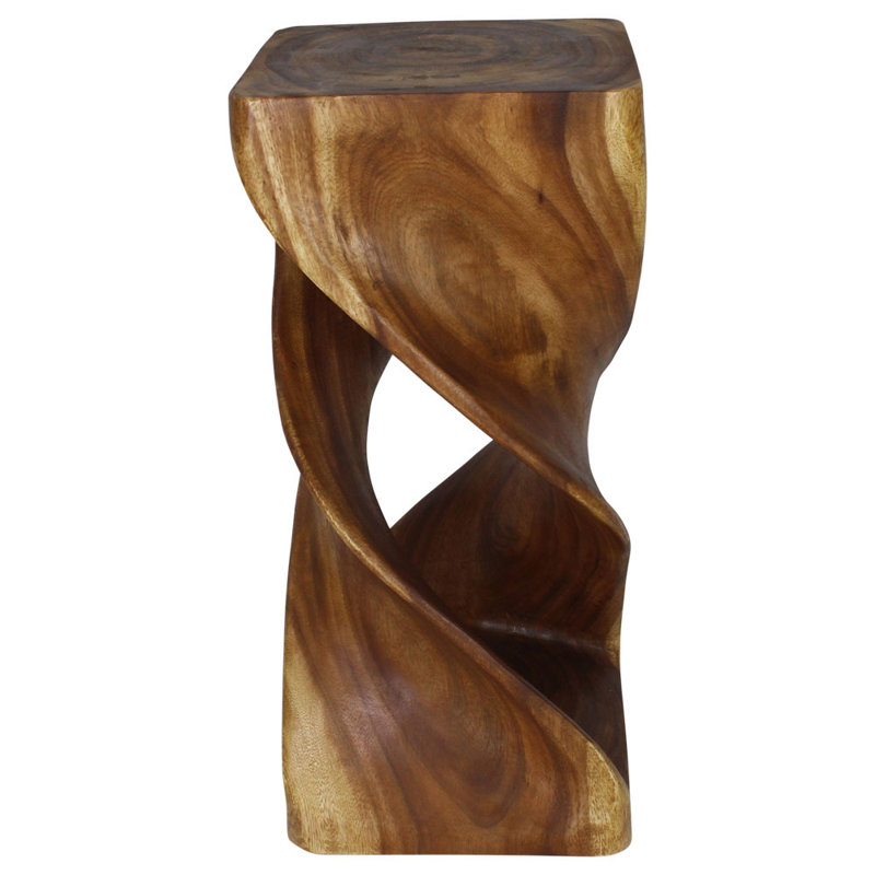 Ahliya Solid Wood Block End Table Set, Oak, 30" H x 14" W x 14" D