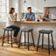 Ensemble de 3 tabourets de bar rembourrés en velours gris-1646375326