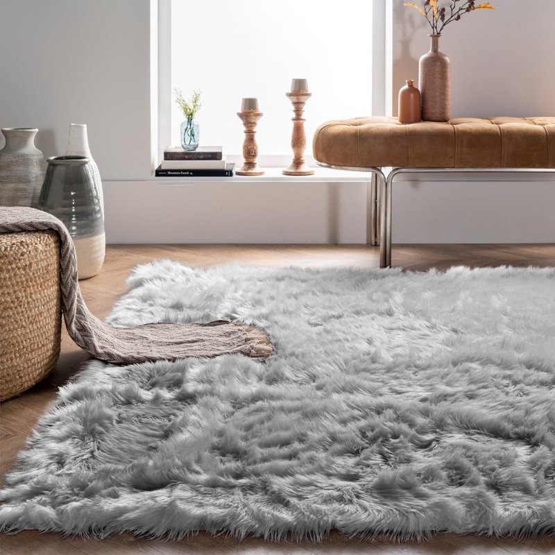 Haja Faux Sheepskin Indoor Rug, Rectangle 3' x 5'