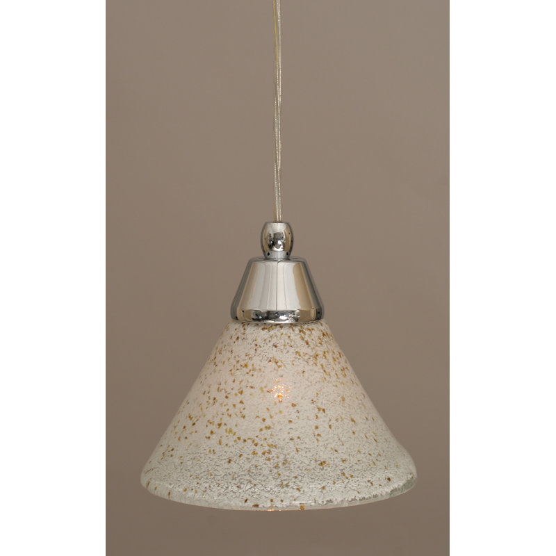 Mini-luminaire suspendu à cordon avec verre de glace doré 7 po, Chrome chrome