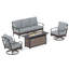 Ensemble de conversation pour patio 5 personnes avec chaises longues pivotantes-412292469