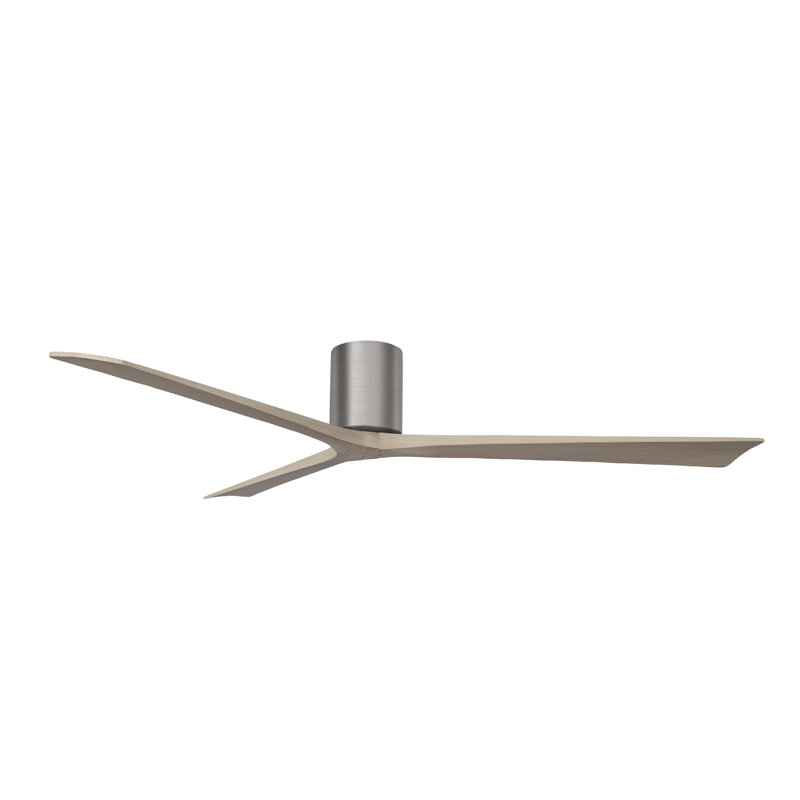 Ventilateur de plafond à 3 pales Olivier, Étain brossé, Ton bois de frêne gris, 72"