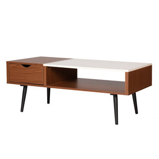 Wood and Faux Marble Coffee Table