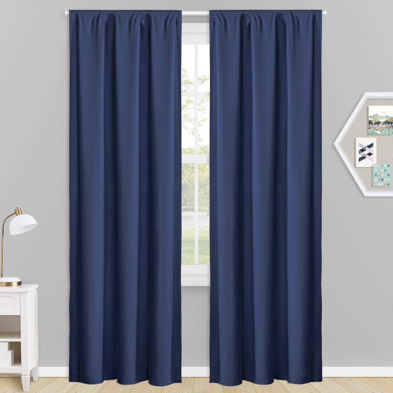 Paire de rideaux occultant et isolant avec passe-tringle Morelock, Bleu