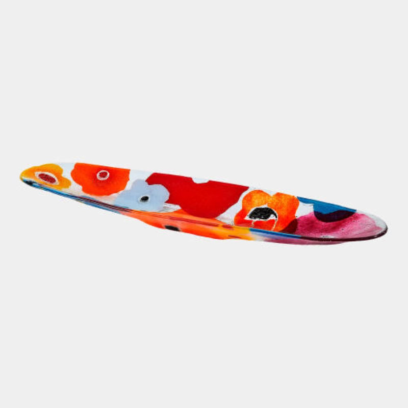 Bol décoratif fusionné avec bateau neutre H 2 po x l 10 po x P 32 po, Blanc / noir / orange