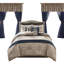 Grande chambre traditionnelle en jacquard bleu marine Delaney dans un sac 24 pièces-42007686-25662127
