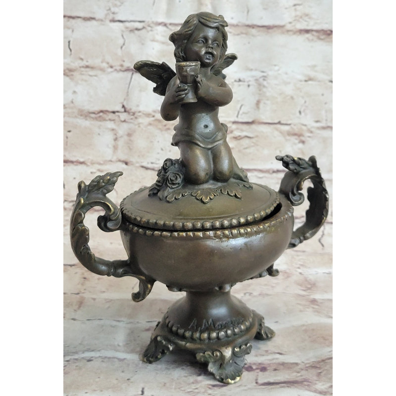 Figurine Lamia Bronze Cherub Cherubim Urne
