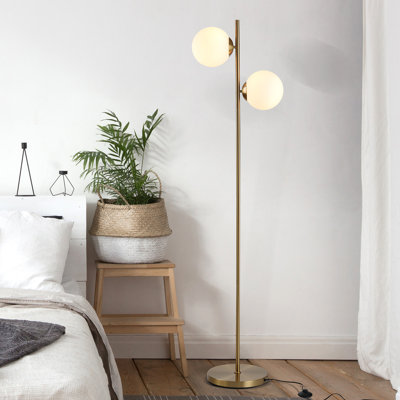 Lampe sur pied moderne avec abat-jour en verre et base en métal Valtheris