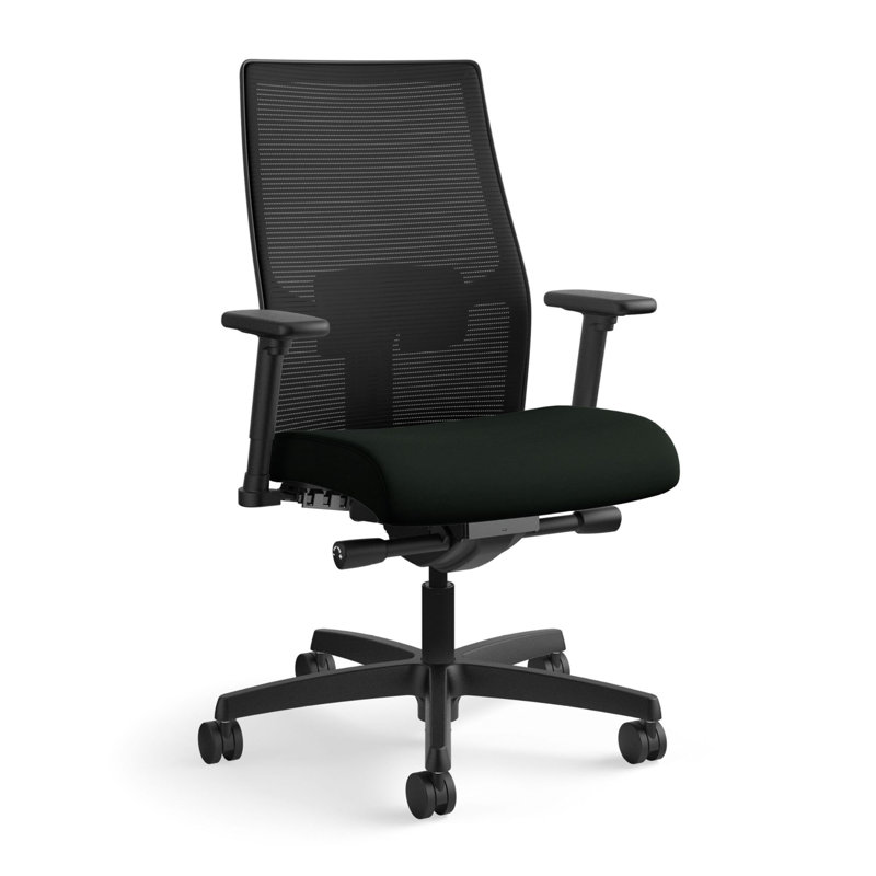 Chaise de travail à dossier moyen HON Ignition 2.0, inclinaison avancée, structure noire, noir, Noir, Inclinaison avancée