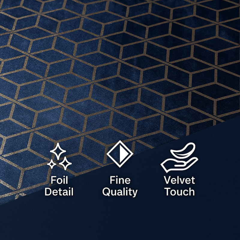 Polyester Geometric Duvet Cover Set with Pillowcases, Navy, King Duvet Cover Set + 2 Pillowcases