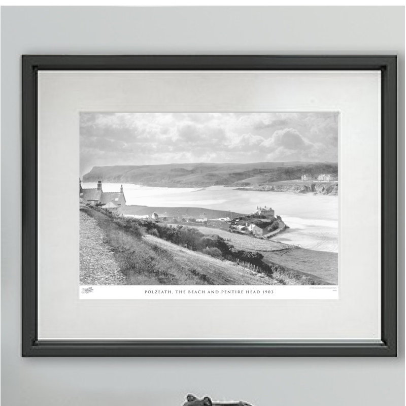 Polzeath, The Beach And Pentire Head 1903 - Single Picture Frame Print, 40cm H x 50cm W x 2.3cm D