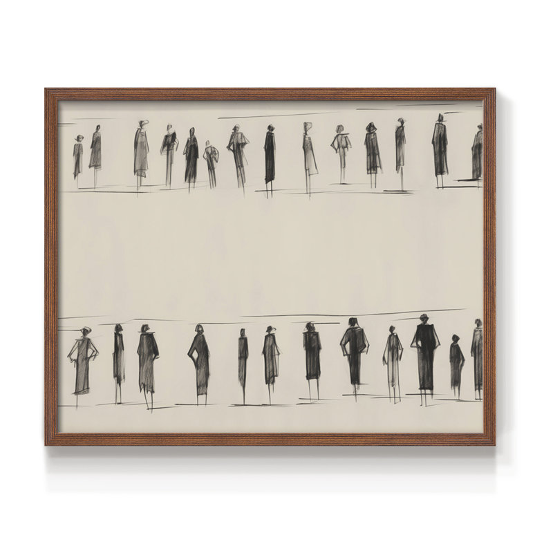 Croquis rétro - LXVII - Reproduction encadrée - Restickable, H 22 po x l 28 po, Noyer