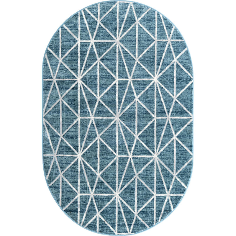 Eshin Geometric Indoor Rug, Oval 5'3" x 8'