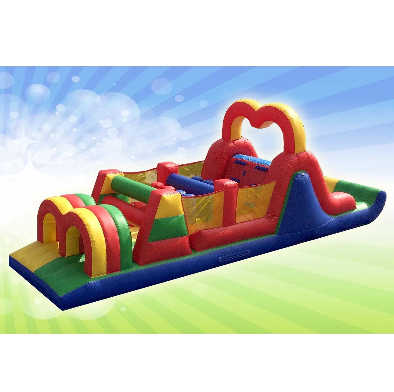 Jingo Jump 9' x 32' Inflatable Obstacle Course with Air Blower | Wayfair