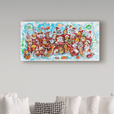Kellene 'Christmas Cats' Oil Painting Print on Wrapped Canvas