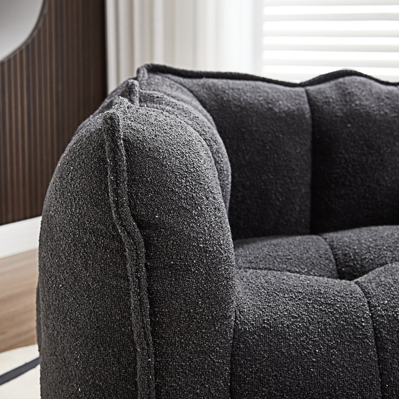 Sofas Upholstered Accent Chair with Ottoman, Black Chenille, 23.23" H x 38.58" W x 31.5" D