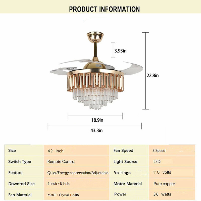 Courtny 42'' Ceiling Fan with LED Lights, Gold