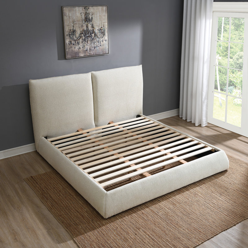 Everby Upholstered Queen Bed, King, Ivory