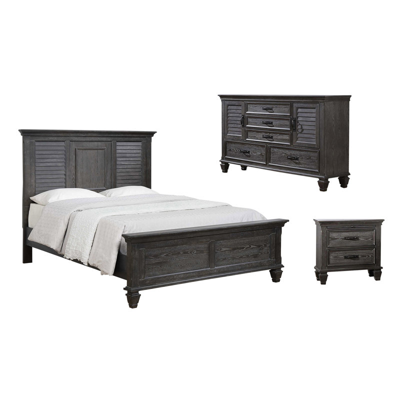 Ensemble de chambre à coucher 3 pièces avec commode Giglia, Blanc antique, Grand