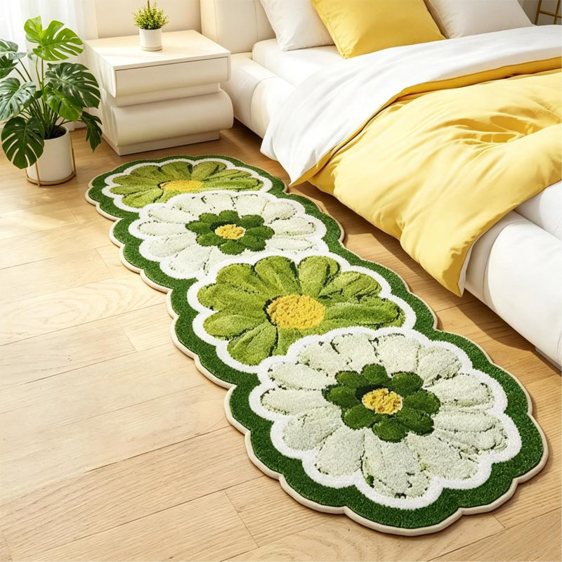 Tapis durable antidérapant à motif floral, B5 59x19.7in