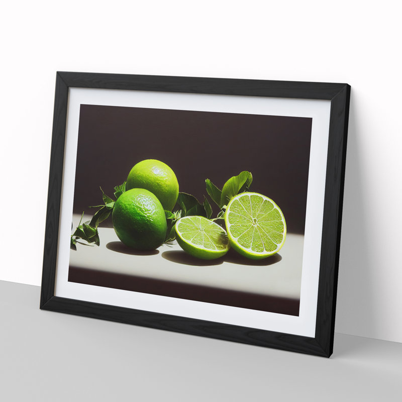Sliced Lime Fruit - Framed Print, Black, 34cm H x 46cm W x 2cm D