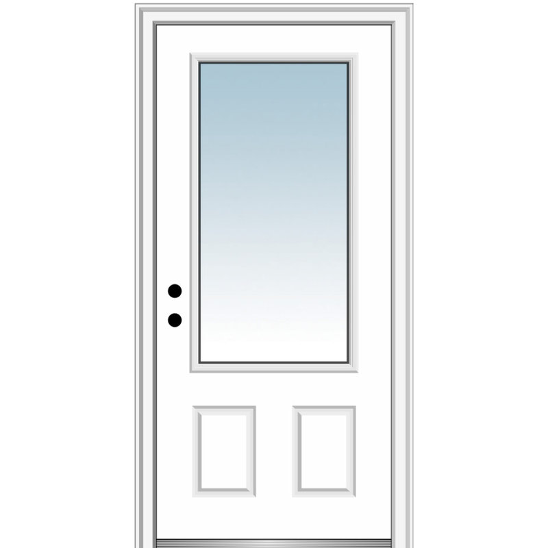 Portes d'entrée pré-montées en fibre de verre 2 panneaux Smooth 0,75 Lite, Droite / vers l'intérieur