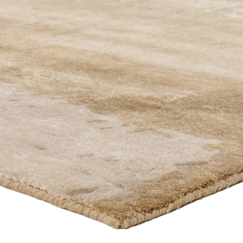 Tapis beige et brun clair fait à la main Juna GES63, Rectangulaire 8 pi x 10 pi