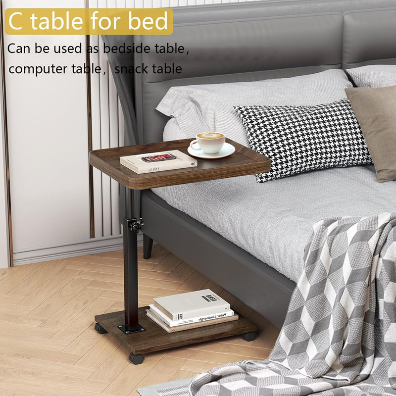 C Table de bout en C à hauteur réglable, plateau pivotant à 360 °