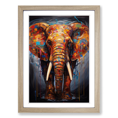 Elephant Modern - Single Picture Frame Print on Wood