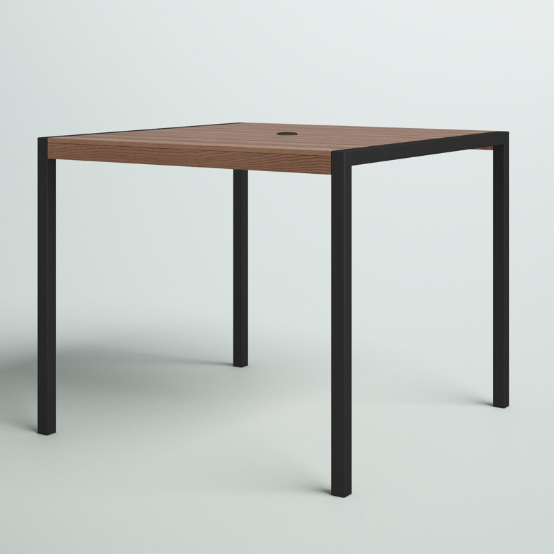 Saville Square All-Weather Faux Teak Patio Dining Table with Steel Frame - Seats 4, Teak