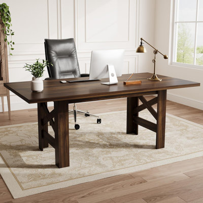 71" Farmhouse Dining Table for 6-8 Person, Large Rectangular Wood Dining Room Table Only
