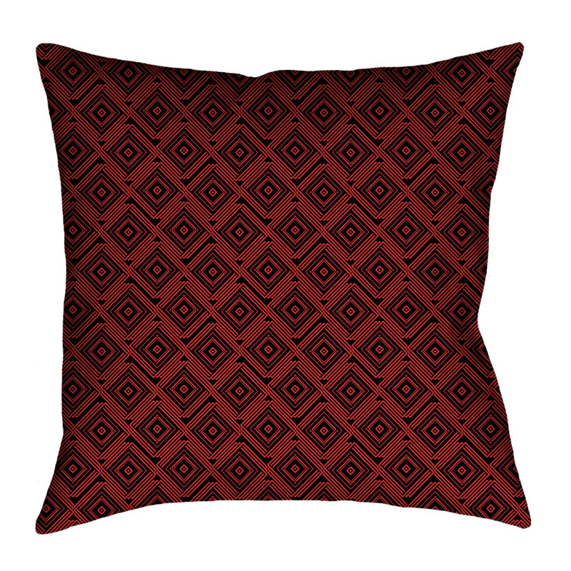 Housse de coussin Katelyn Elizabeth, 26 po x 26 po, Faux lin, Noir / Rouge