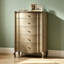 Commode 5 tiroirs en bois massif taupe antique