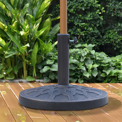 Base de parasol 18 po en résine avec motif décoratif captivant pour le jardin, le patio - Rouille - Convient aux poteaux de bronze de 1,5 po et 1,89 po sur un support de 26 lb intrigant, compatible avec la pelouse