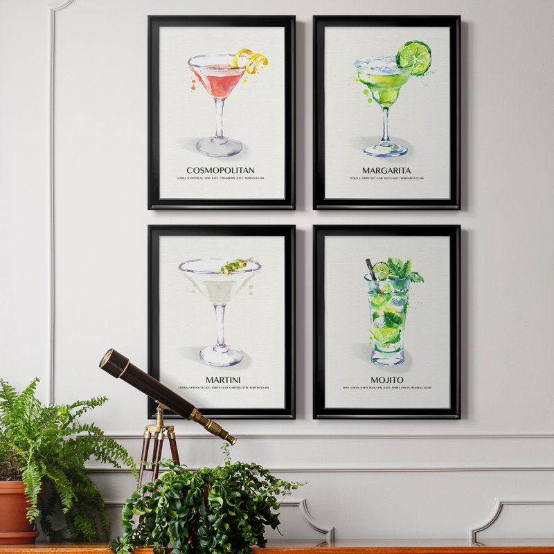 " Cosmopolitan " 4 - Pieces, 36.5" H x 26.5" W x 1" D, Black
