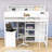 Twin Wooden Loft Bed With Desk, Wardrobe, Shelves And Ladder-1448438612