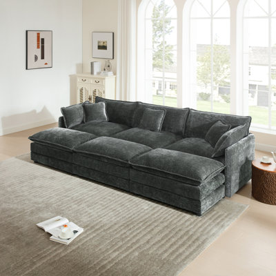 Hibbell Comfortable Deep Seat Reversible Modular 6 Seater Sectional Super Soft Sofa U Shaped Sectional Couch With 3 Ottomans