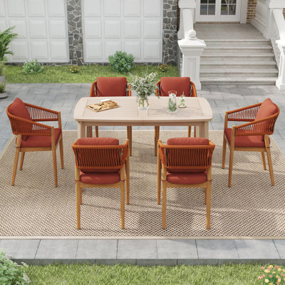 6-Person Solid Wood Outdoor Dining Set