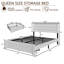 Base de lit plateforme en bois de ferme avec 2 tiroirs, base de lit grand avec station de charge, aucun sommier nécessaire-255977642-263631821