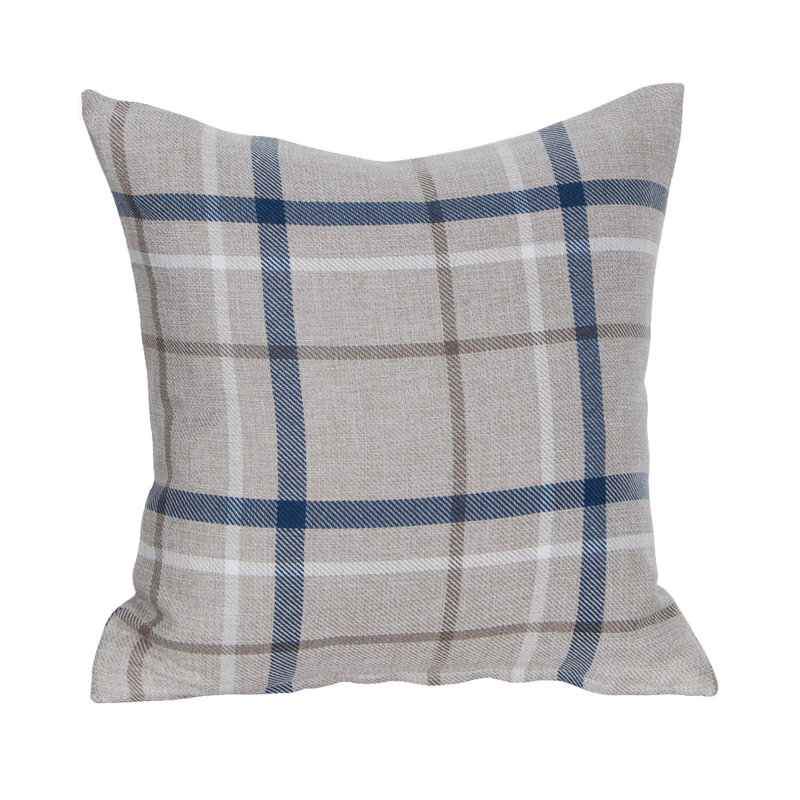Betria Plaid Square Throw Cushion With Filling, Blue